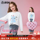 女童圆领印花长袖 ask儿童T恤2026春季 新款 中大童休闲上衣