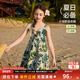 ask女童裙子2026夏薄透气满印背带公主裙纯棉休闲儿童裙子