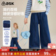 ask儿童裤 加绒保暖牛仔裤 子2026春新款 女童直筒裤
