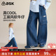 子2026春季 新款 女童加绒保暖直筒裤 ask儿童裤 中大童牛仔裤