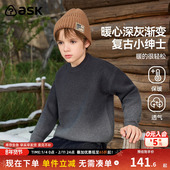 ask儿童毛衣2026冬季 圆领套头衫 新款 男童渐变针织衫