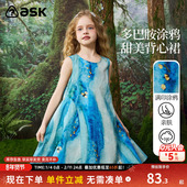 背心连衣裙中长款 ask儿童裙子女童夏季 透气无袖 公主裙子