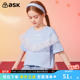 T恤夏中大童休闲洋气网纱字母印花打底衫 ask 女童短袖