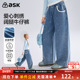 儿童休闲裤 子2025春秋季 新款 ask童装 女童爱心刺绣阔腿牛仔裤