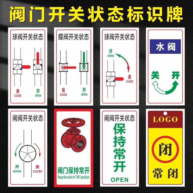 油库物业化工消防喷淋管道阀门开关状态标识牌球阀常开常闭指示牌