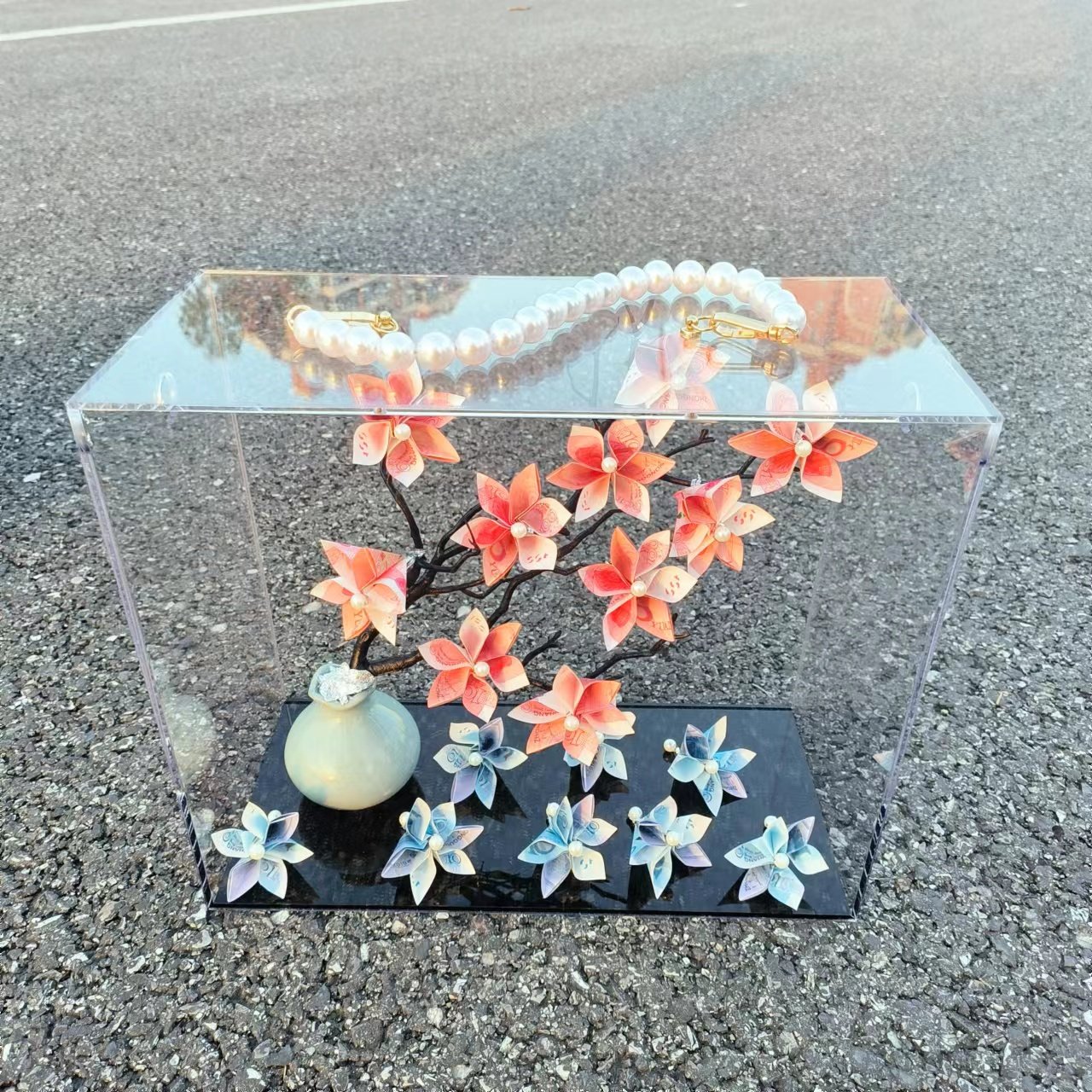 亚克力花盒圣诞节发财树情人节珍珠手提花盒插花有钱花盒插花礼盒,鲜花速递/花卉仿真/绿植园艺,花艺包装盒,淘宝优惠券,粉丝福利购,淘宝优惠卷