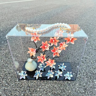 亚克力花盒圣诞节发财树情人节珍珠手提花盒插花有钱花盒插花礼盒