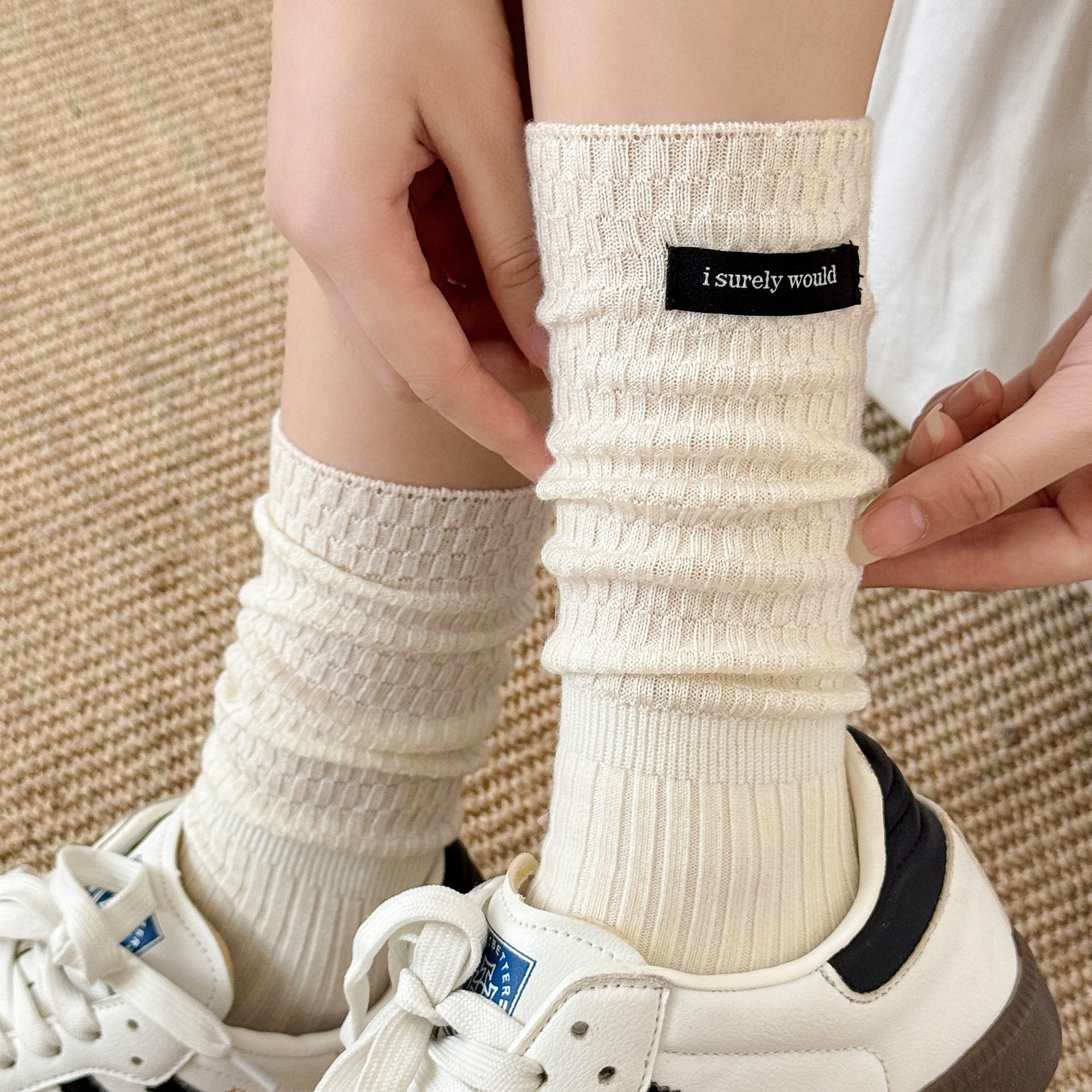 袜子女春秋季堆堆袜长筒miu系布标羊毛袜粗线保暖袜百搭诸暨袜子,女士内衣/男士内衣/家居服,连裤袜/打底袜,淘宝优惠券,粉丝福利购,淘宝优惠卷