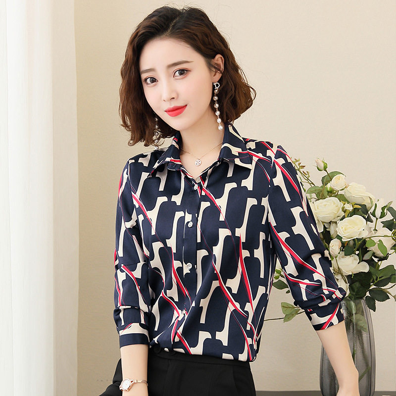 真丝长袖衬衫女春秋款