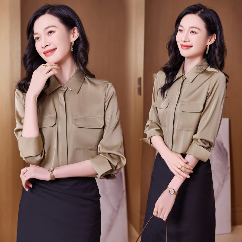 重磅桑蚕丝衬衫女春季