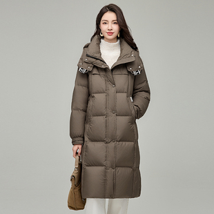 羽绒服女长款2025冬季新款连帽立领东北抗寒保暖外套