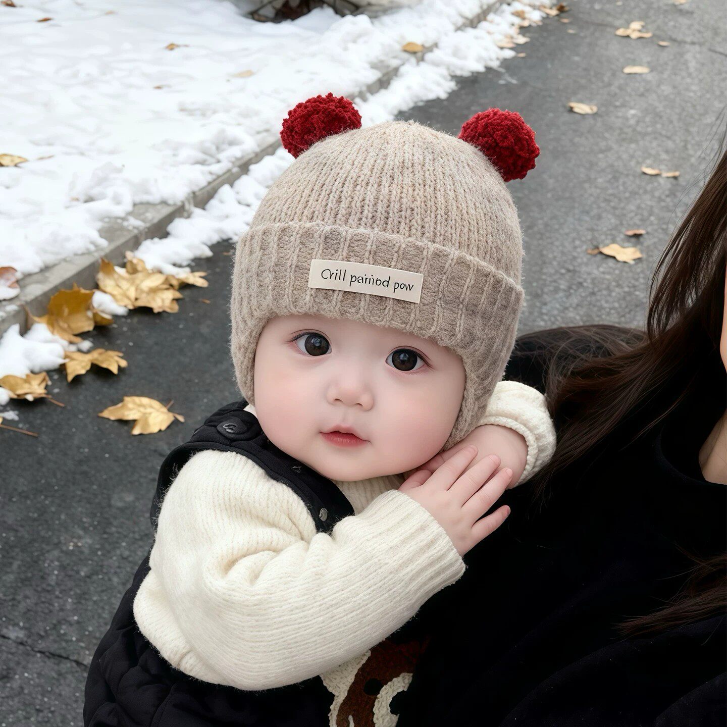宝宝帽子冬天毛线帽洋气针织护耳帽婴幼儿小月龄加厚保暖防风帽韩