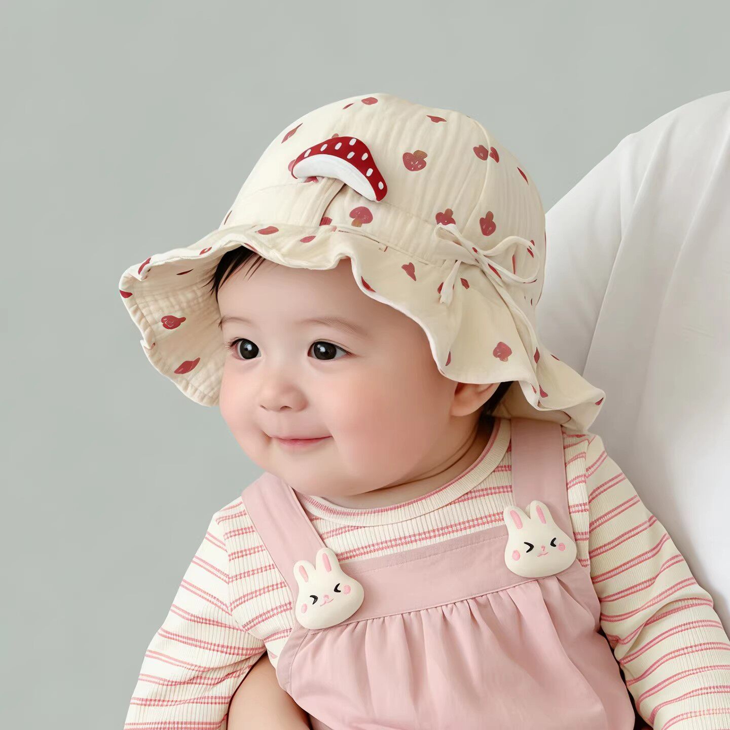 婴幼儿帽子春秋薄款遮阳棉可调节公主渔夫帽子女宝宝小月龄胎帽夏