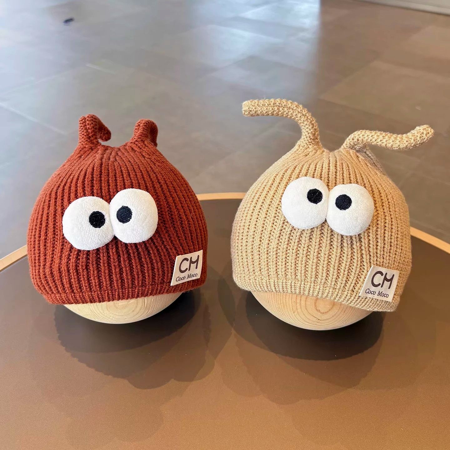 婴儿帽子秋冬季可爱护耳毛线帽防风保暖套头帽小月龄男女童针织帽