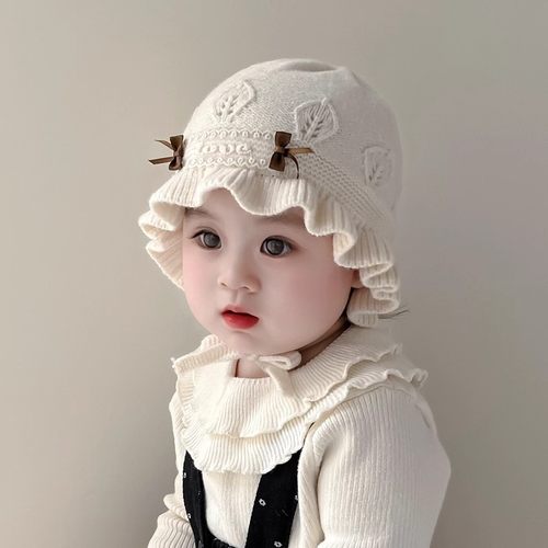 婴儿帽子秋冬季宝宝公主帽婴幼儿加厚保暖针织帽毛线帽护耳帽冬季