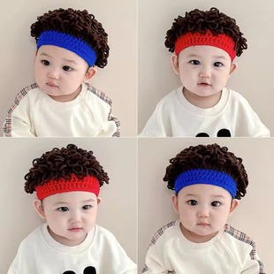 婴儿帽子秋冬季男宝宝假发帽卷发男孩儿童爆炸头男童可爱搞笑春秋