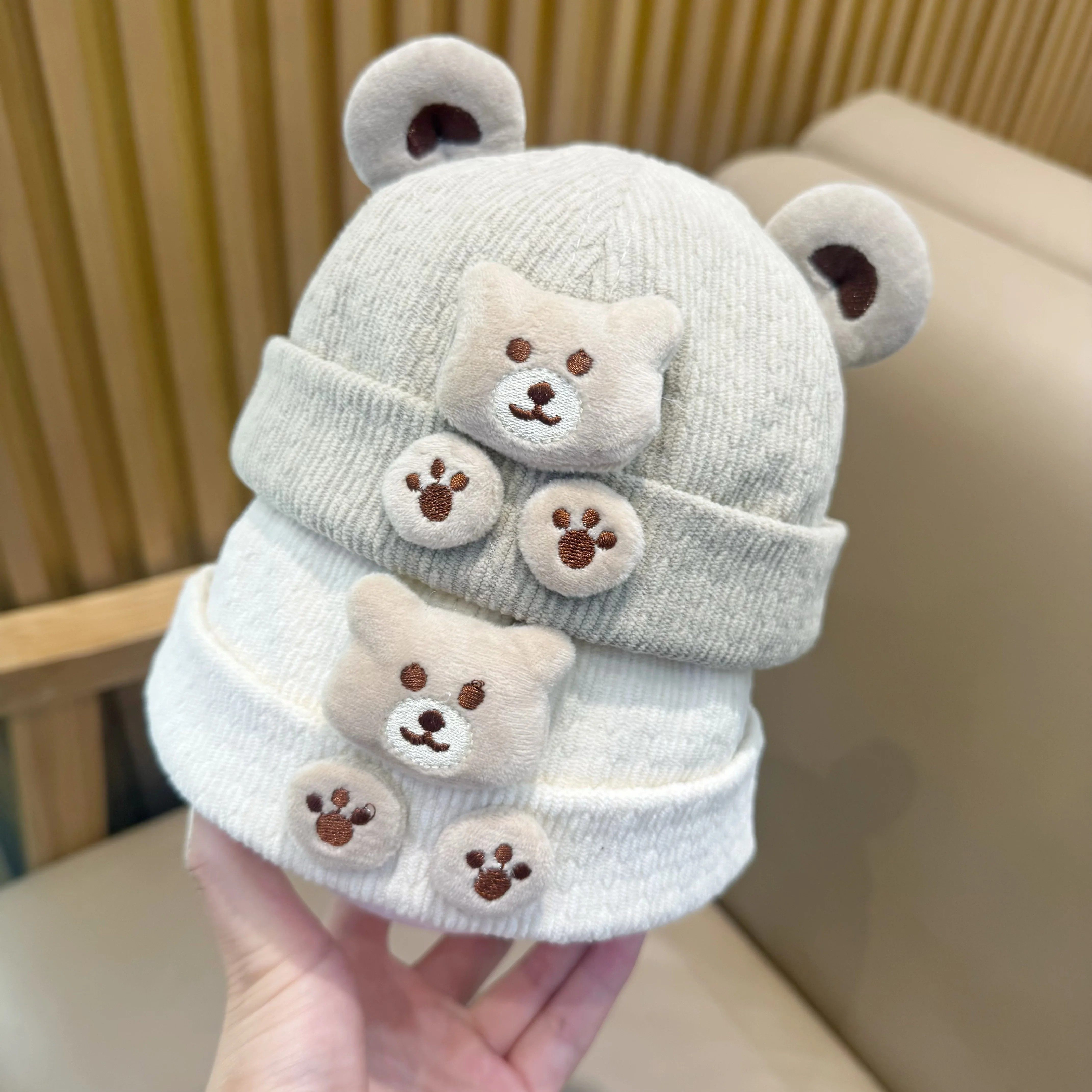 婴儿帽子春秋季韩版小熊婴幼儿男女童地主帽可爱百搭宝宝瓜皮帽冬