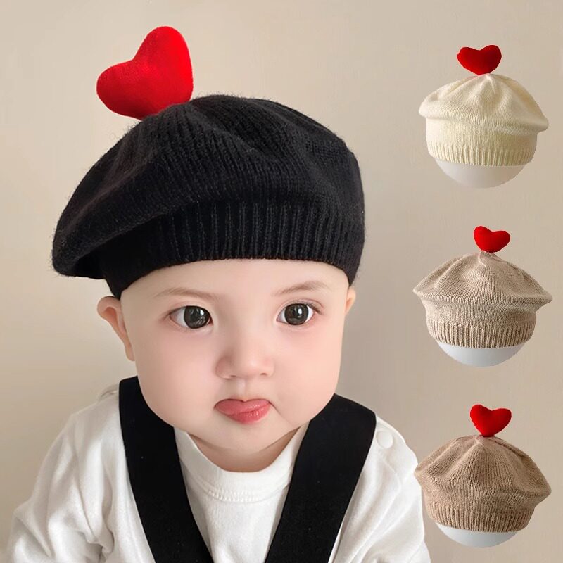 小月龄婴儿帽子春秋冬季新款男女孩宝宝婴儿童针织毛线贝雷帽保暖
