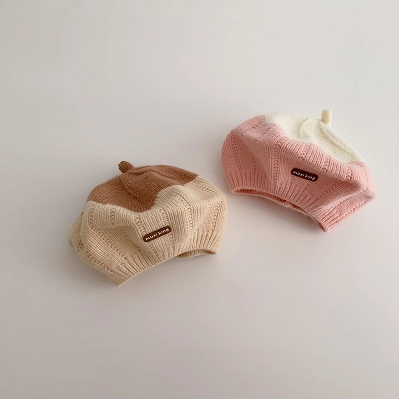 宝宝帽子秋冬款韩版男女童针织南瓜帽婴儿毛线帽儿童画家贝雷帽潮