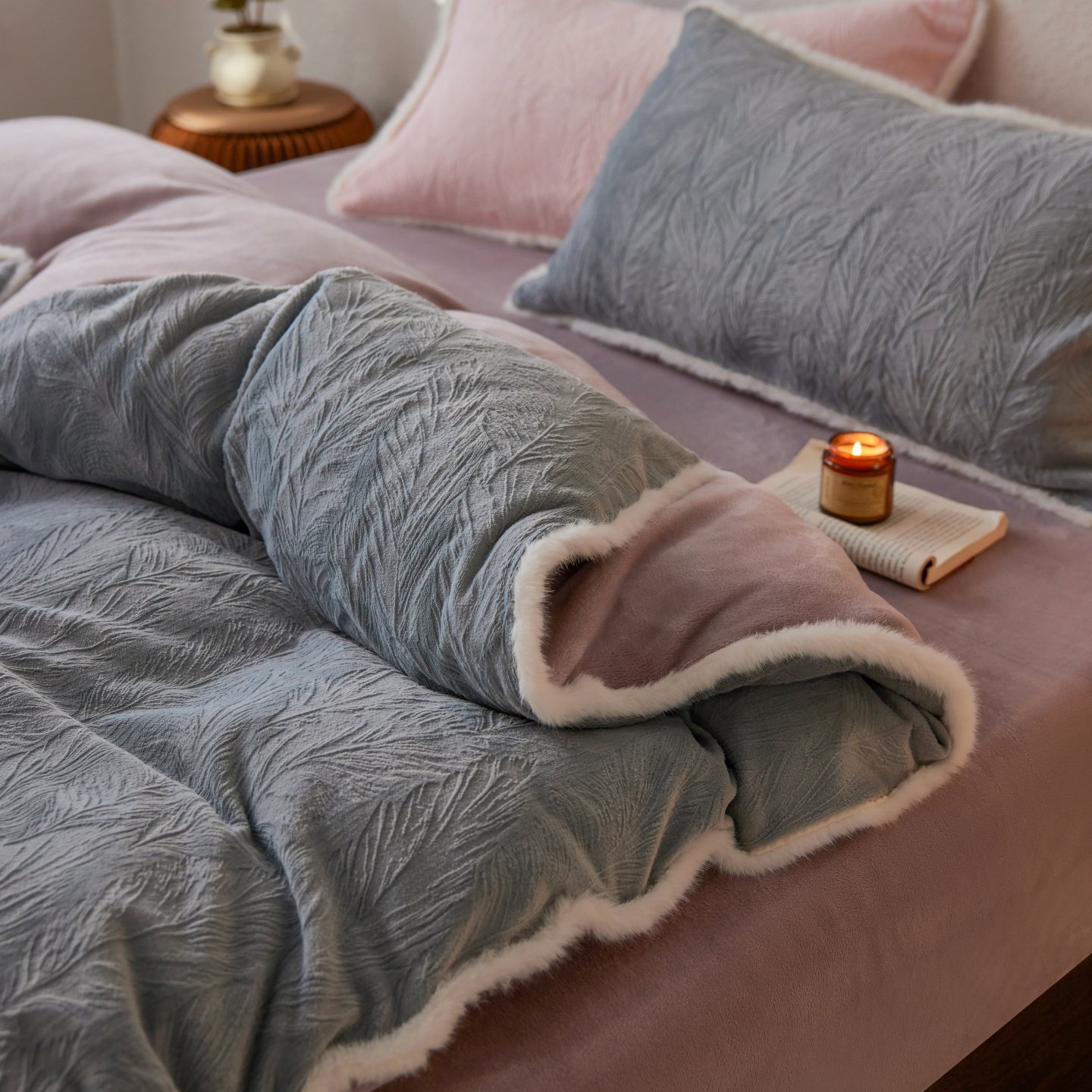 红花车加厚雕花牛奶绒四件套冬季双面绒被套珊瑚绒床单床笠保暖,床上用品,床品套件/四件套/多件套,淘宝优惠券,粉丝福利购,淘宝优惠卷