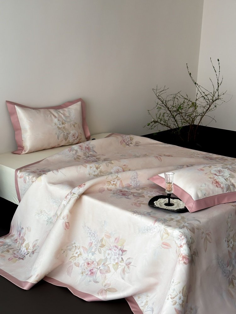 罗兰世家夏季数码印花冰丝凉席三件套卧室空调席1.8m床席子软席