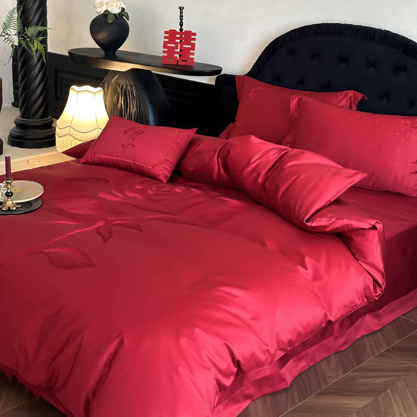 ROLAND LIVE红色四件套长绒棉婚庆全棉喜庆被套床单新人铺床套件