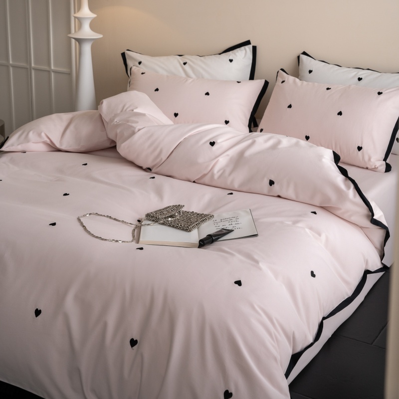 全棉磨毛四件套简约少女心被套