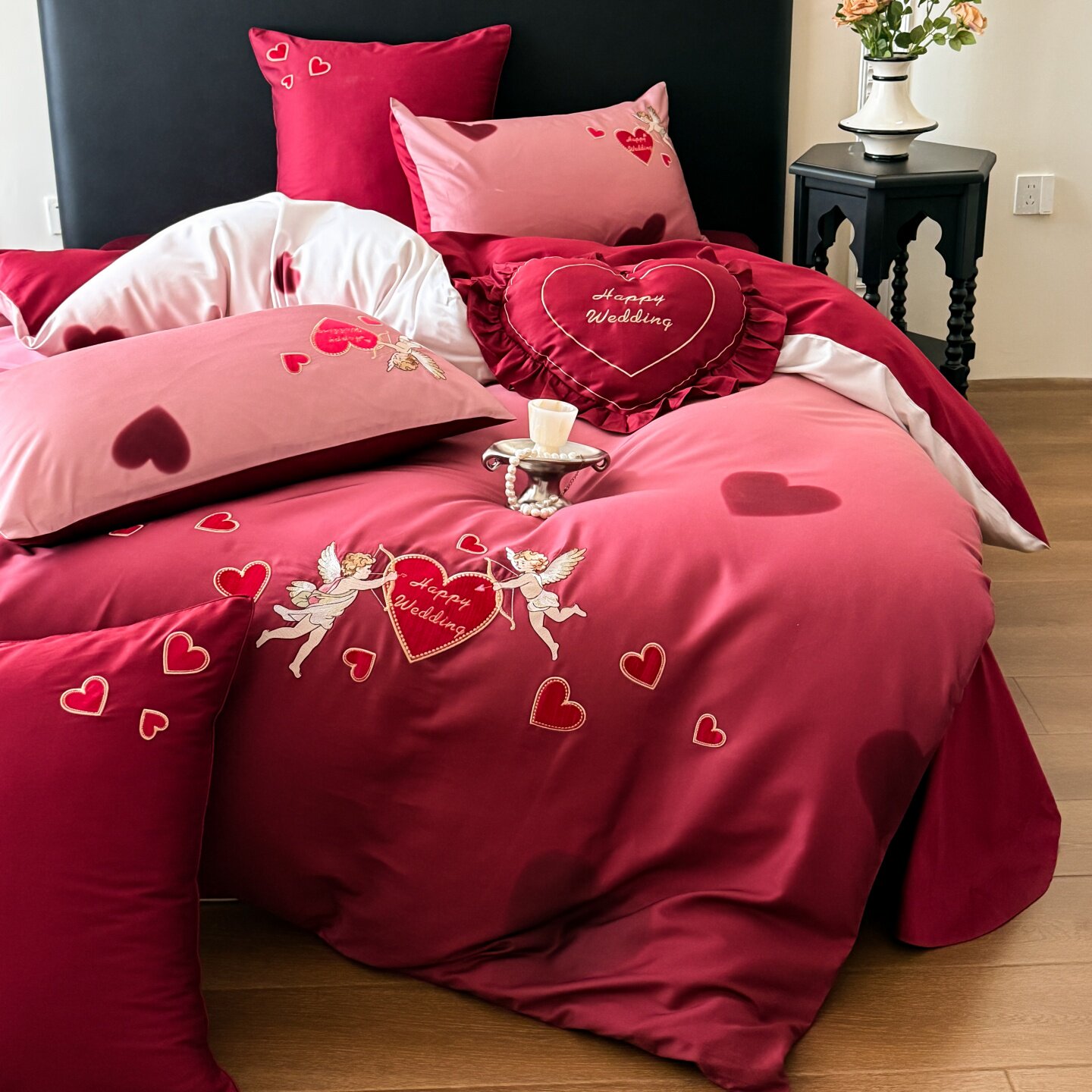 ROLAND LIVE高级感长绒棉婚庆四件套红色喜庆结婚全棉床上用品