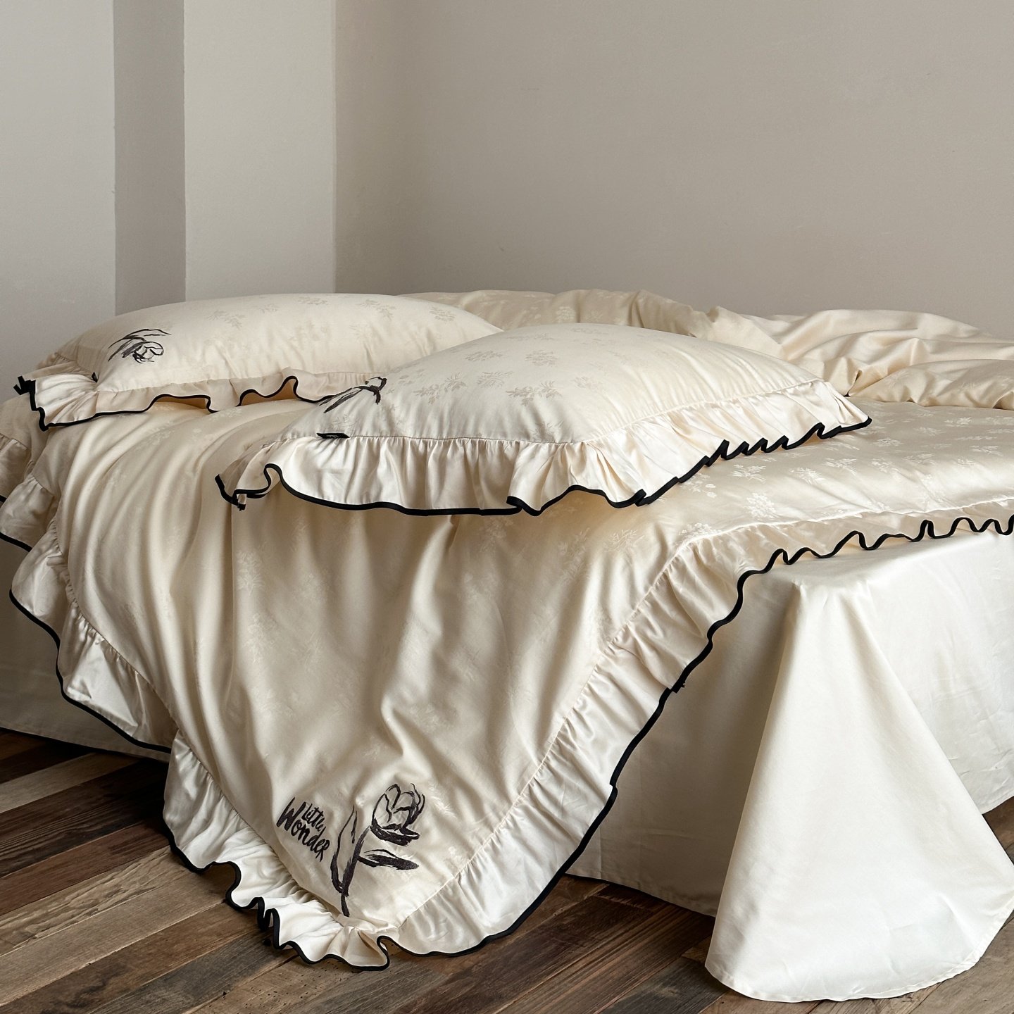 红花车四季长绒棉提花四件套亲肤全棉被套床单纯棉轻奢床上用品,床上用品,床品套件/四件套/多件套,淘宝优惠券,粉丝福利购,淘宝优惠卷