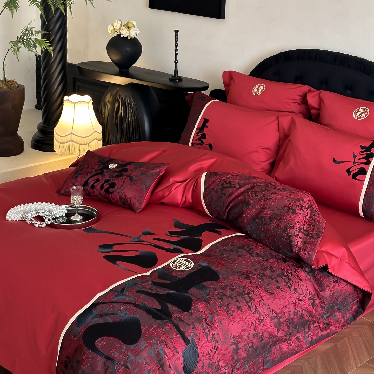 100S长绒棉红色婚庆四件套