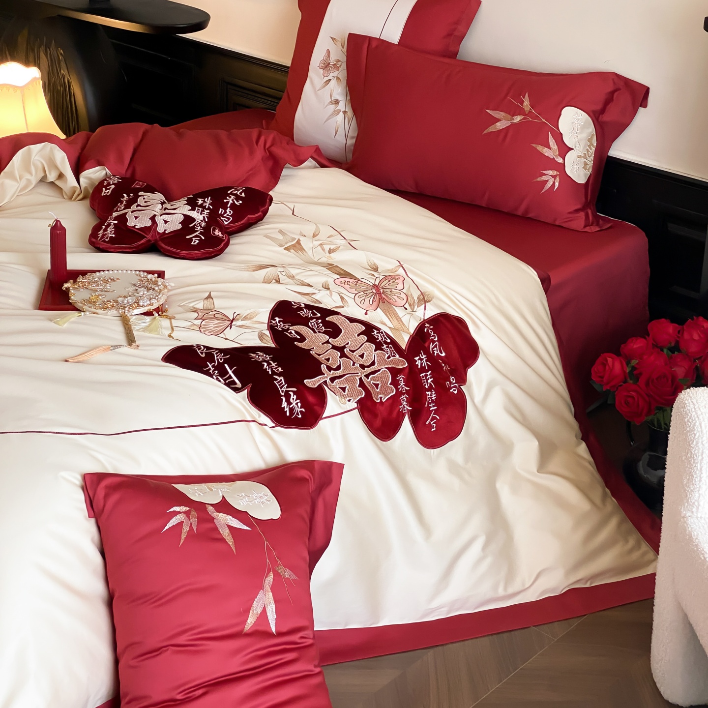 新中式婚庆四件套结婚被套床单