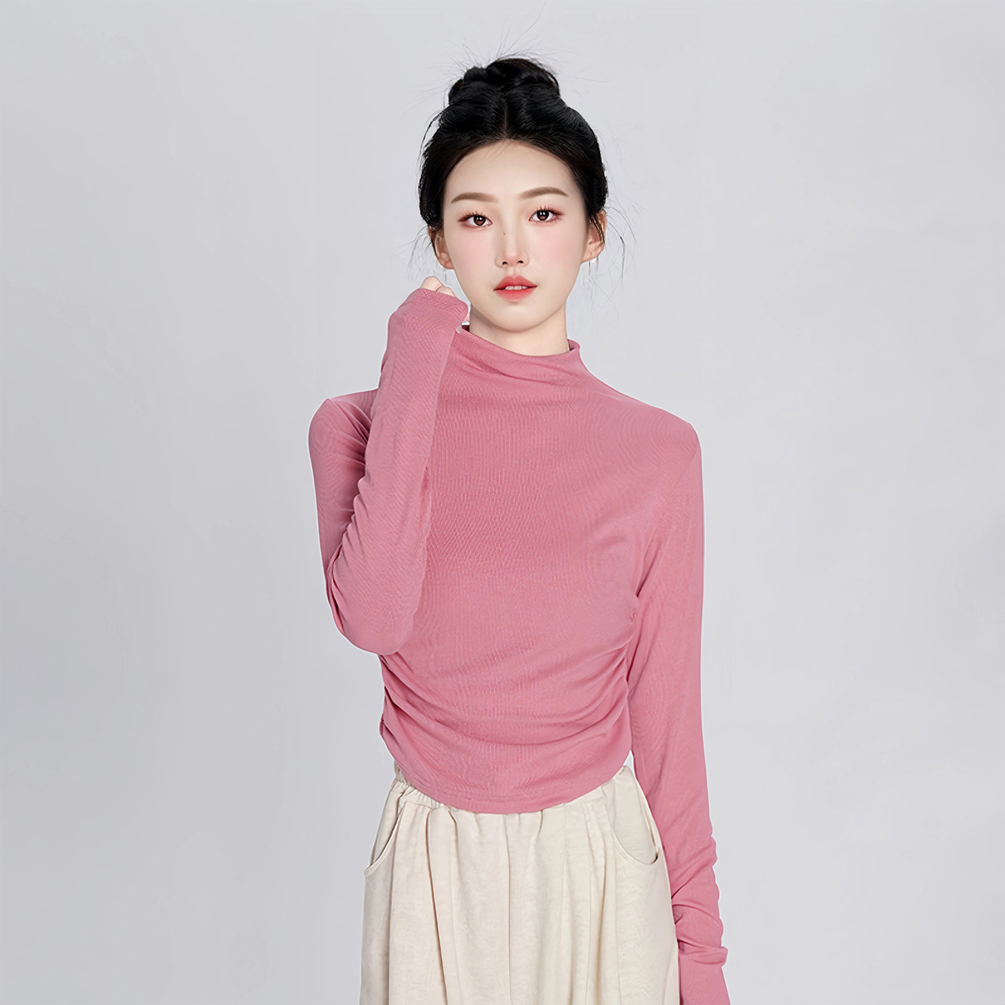 成人半高领现代舞练功服上衣