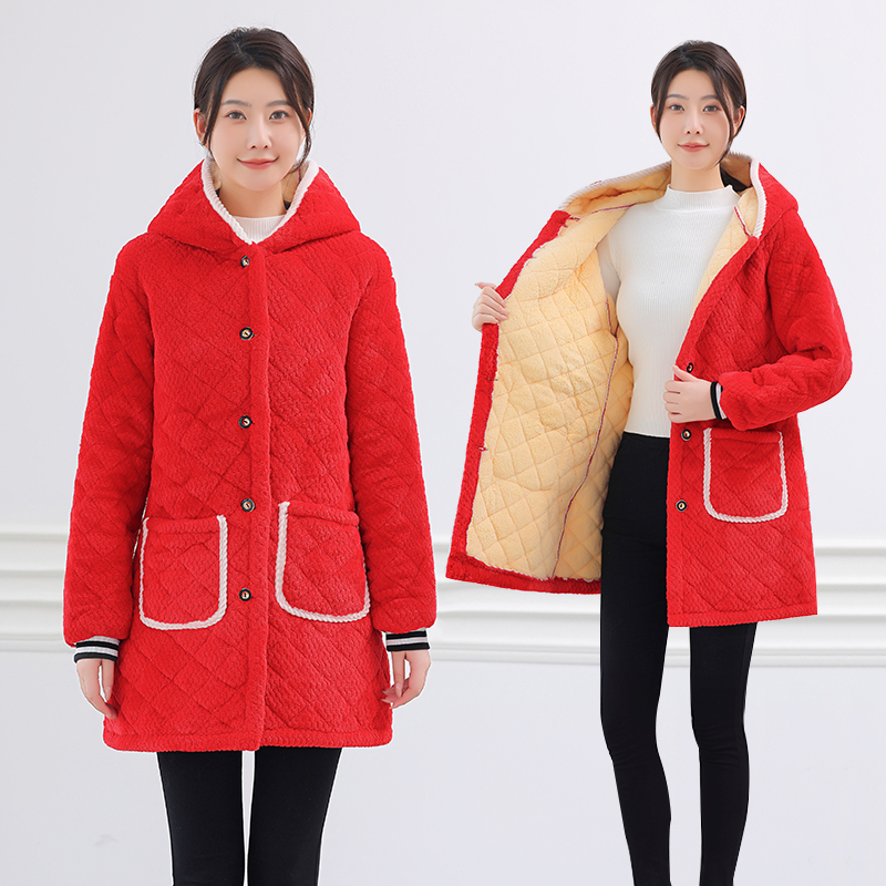 罩衣女新款冬季加绒加厚工作服