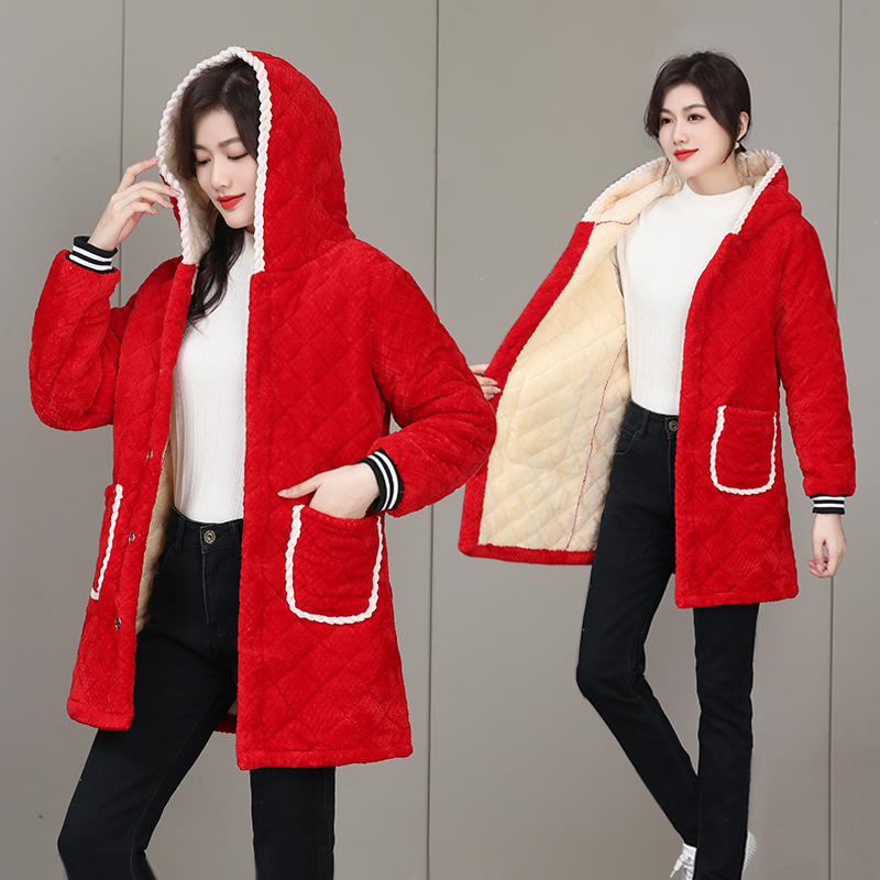 罩衣女新款冬季加绒加厚工作服