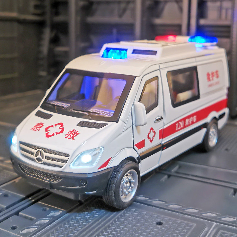 仿真奔驰救护车1:32儿童玩具金属合金模型车生日收藏摆件礼物