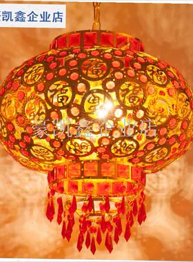 过年红灯笼挂饰2l025新款大门口阳台电动七彩旋转灯笼结婚乔迁吊.