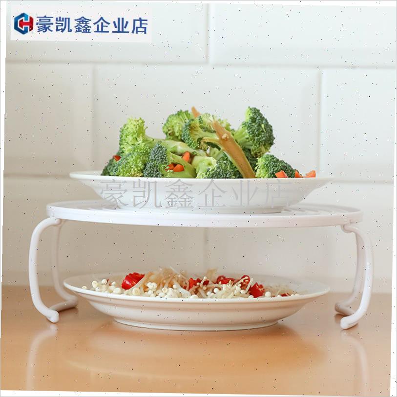 可折叠圆形碗碟架多功能微波炉加热分层蒸架托盘置X物架厨房桌面.