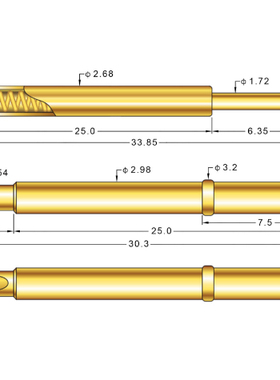 探针UB169-A/B/D/H/G/华荣3.0测试针2.7*33.85mm顶针/针套R169-4S