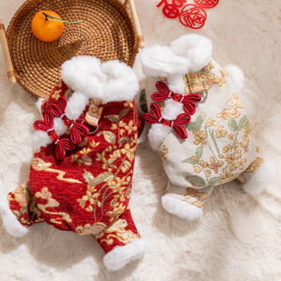 狗狗衣服新年喜庆唐装加厚保暖秋冬天马甲过年比熊泰迪宠物狗唐装