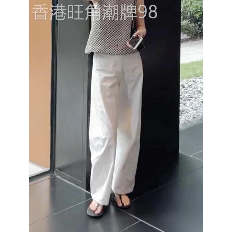 韩国白色阔腿裤女2025夏季薄款休闲裤简约时尚百搭小个子高腰长裤