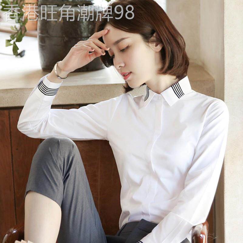欧洲站白色长袖衬衫女2025新款春秋冬季轻奢洋派职业通勤加绒衬衫