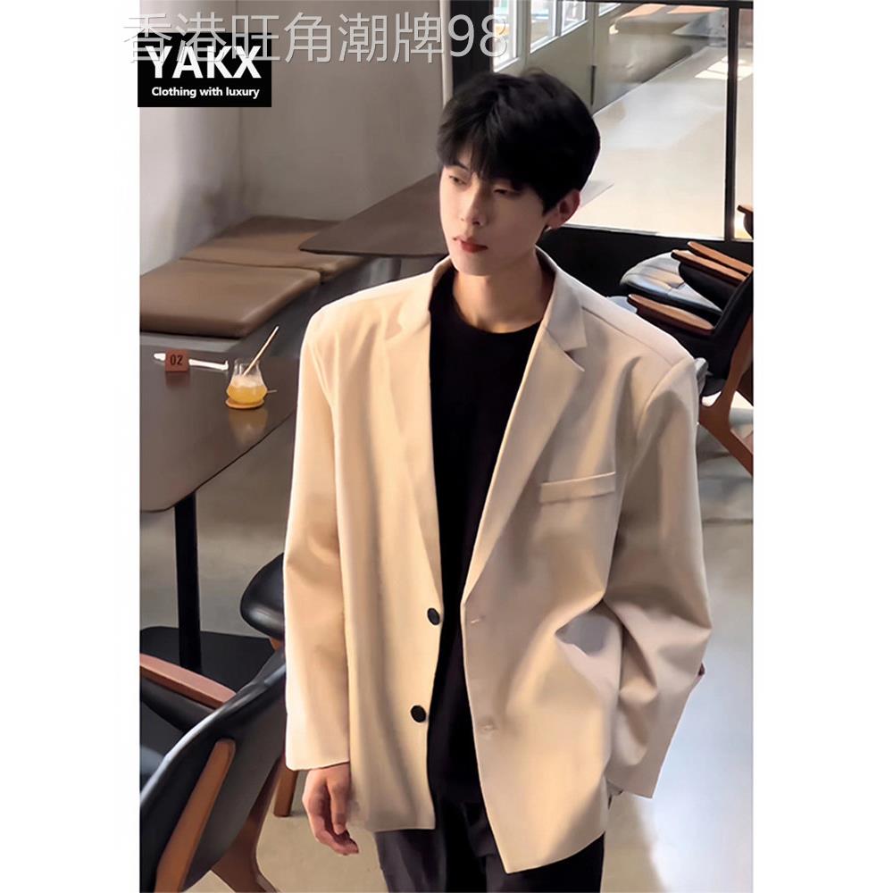 高端白色垫肩西装外套男士春秋季2025新款西服高级感英伦雅痞男装