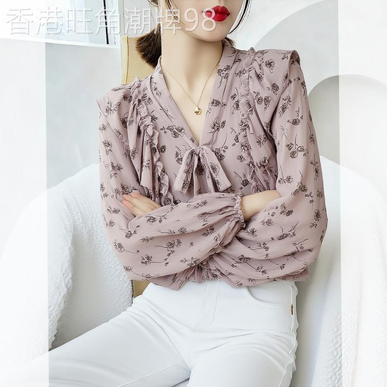独特漂亮碎花衬衫轻奢2026春季新款女显瘦超好看小衫V领上衣衬衣