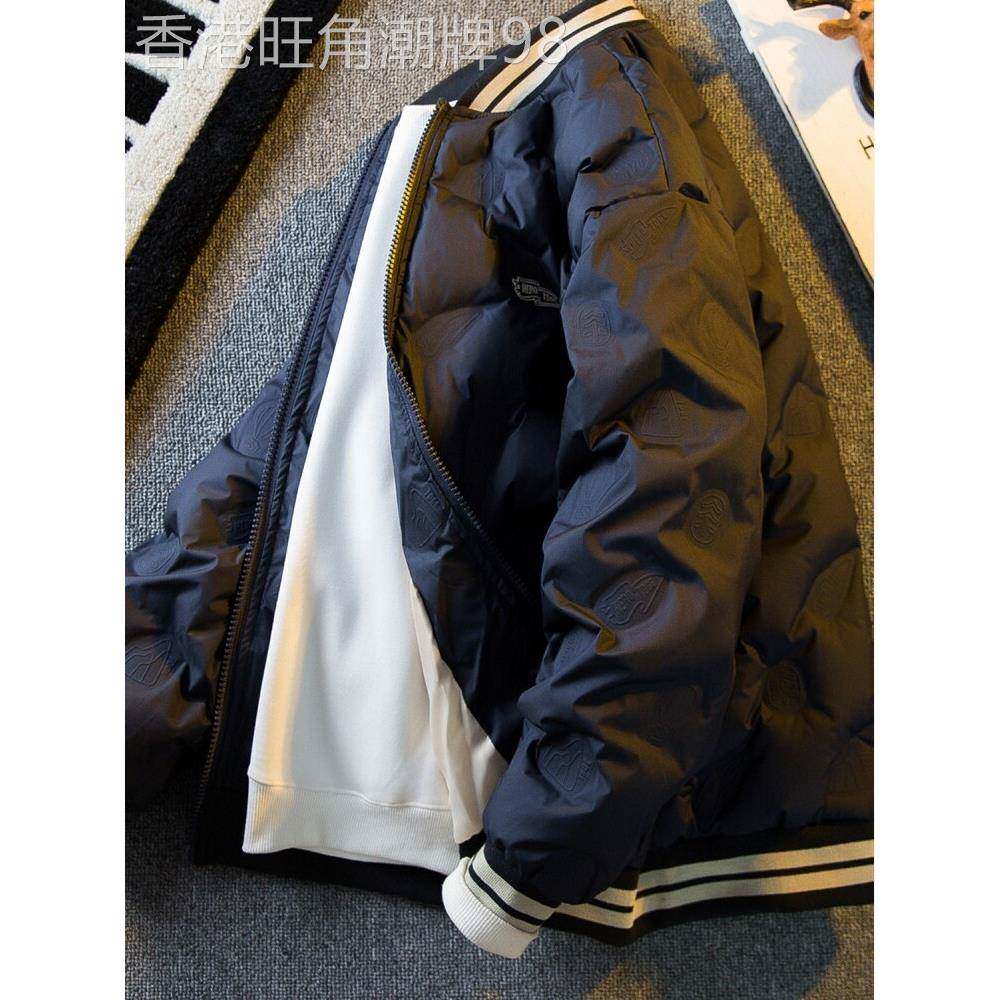 潮牌轻薄羽绒服男士冬季棒球领百搭外套高级感90白鸭绒保暖羽绒衣