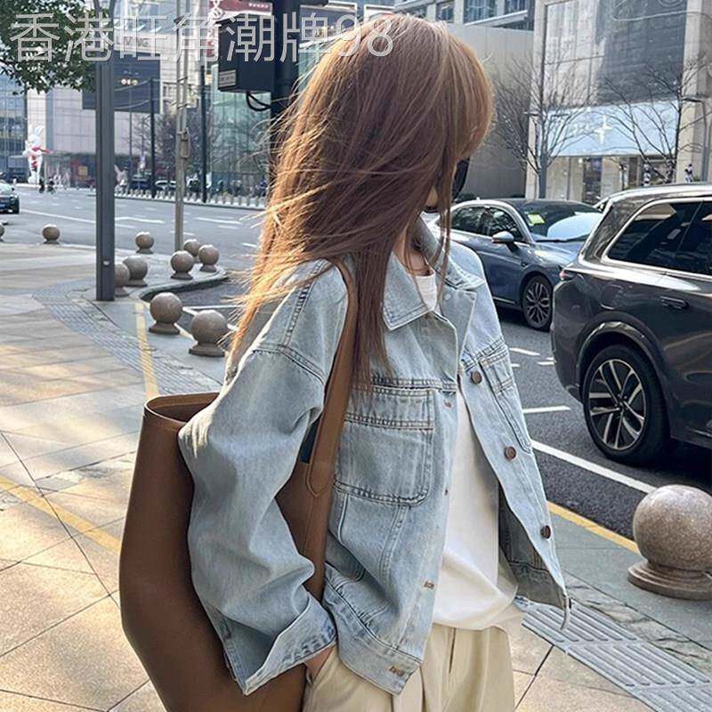 时尚洋气浅色牛仔外套女春秋新款韩版宽松显瘦短款上衣衬衫牛仔衣