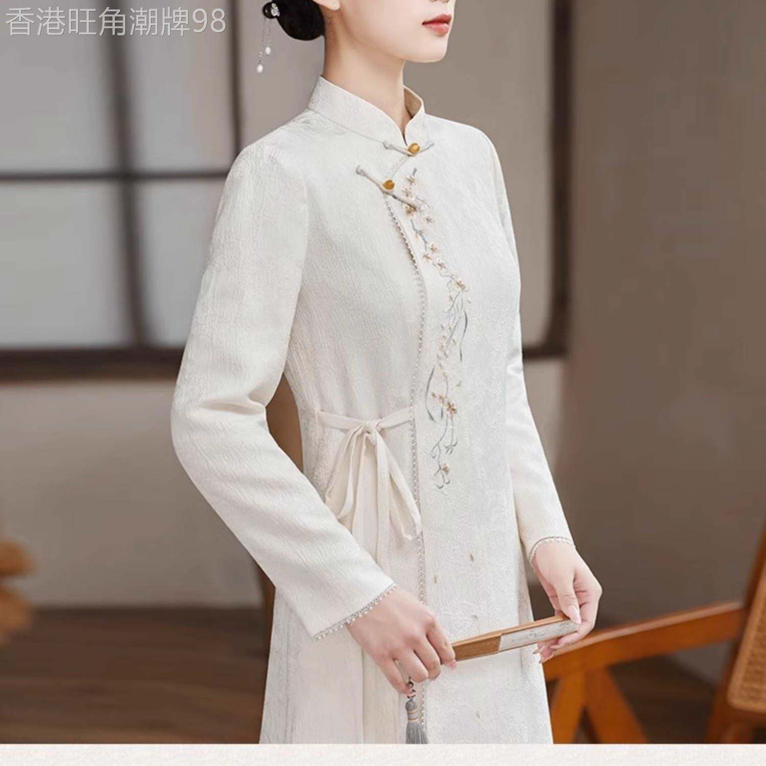 刺绣改良旗袍日常可穿盘扣连衣裙高端中国风女装禅意茶服女秋冬季