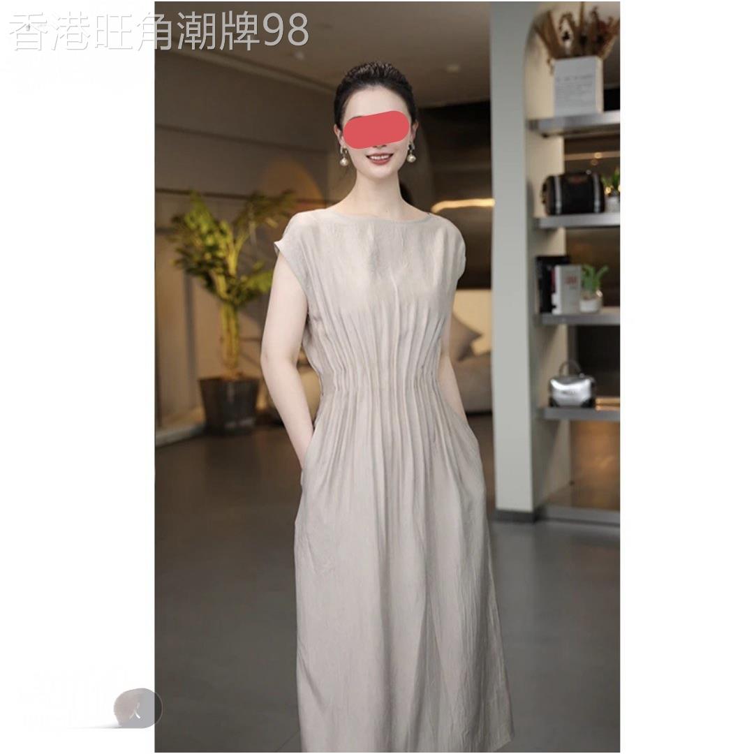 【龙掌柜】夏季100%三醋酸轻奢高级感收腰气质显瘦洋装宽松长裙