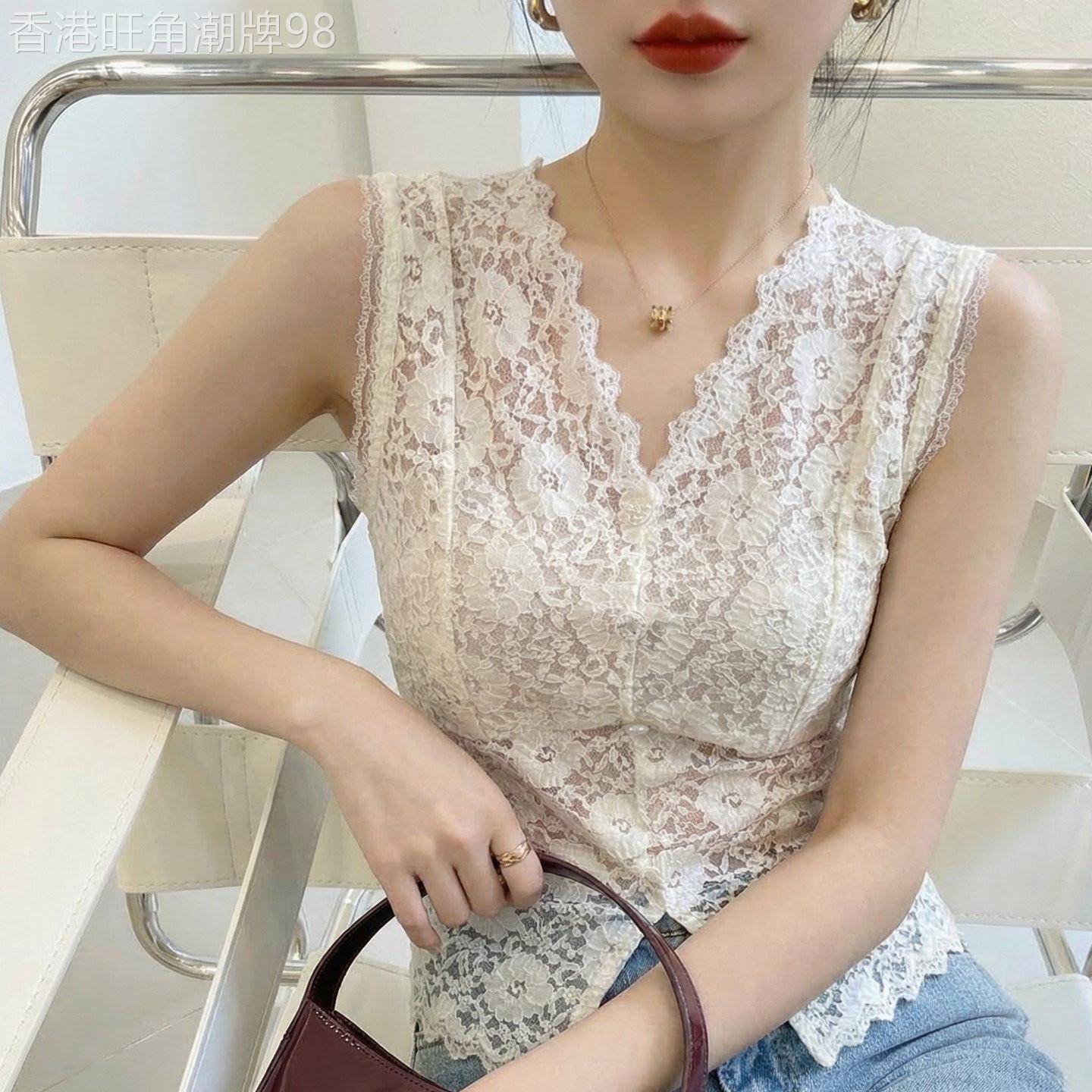 白色蕾丝背心女2026夏季新款高级感薄款透气休闲百搭无袖上衣T恤
