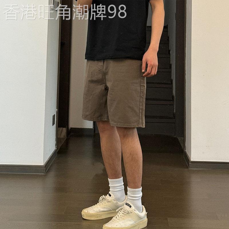 牛仔短裤男士夏季水洗潮牌复古宽松休闲中裤纯色百搭运动五分裤子