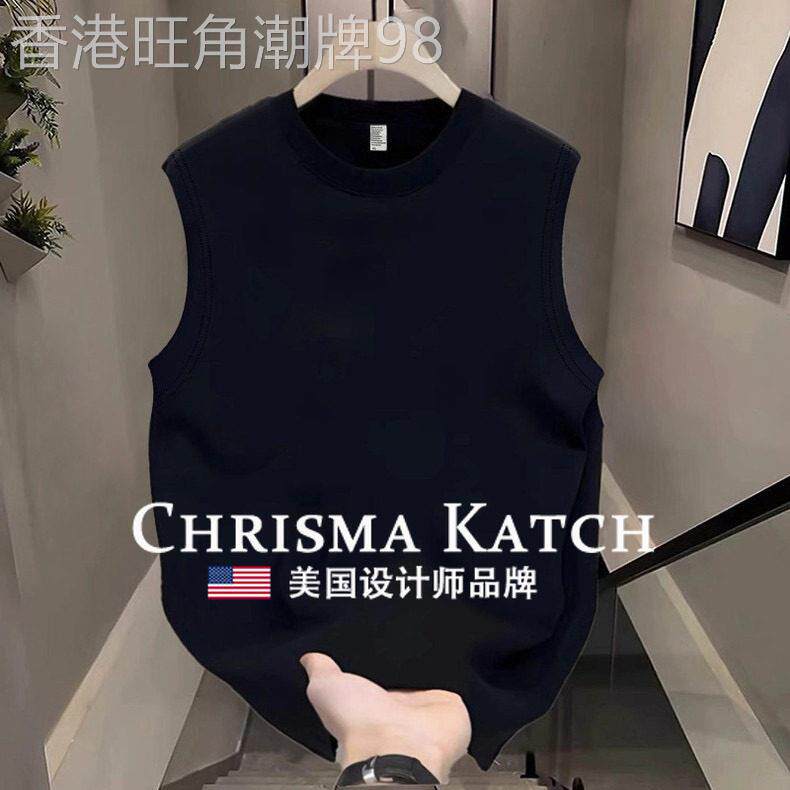 出口美国Chrisma Katch~重磅纯棉纯色无袖T恤男夏坎肩运动背心